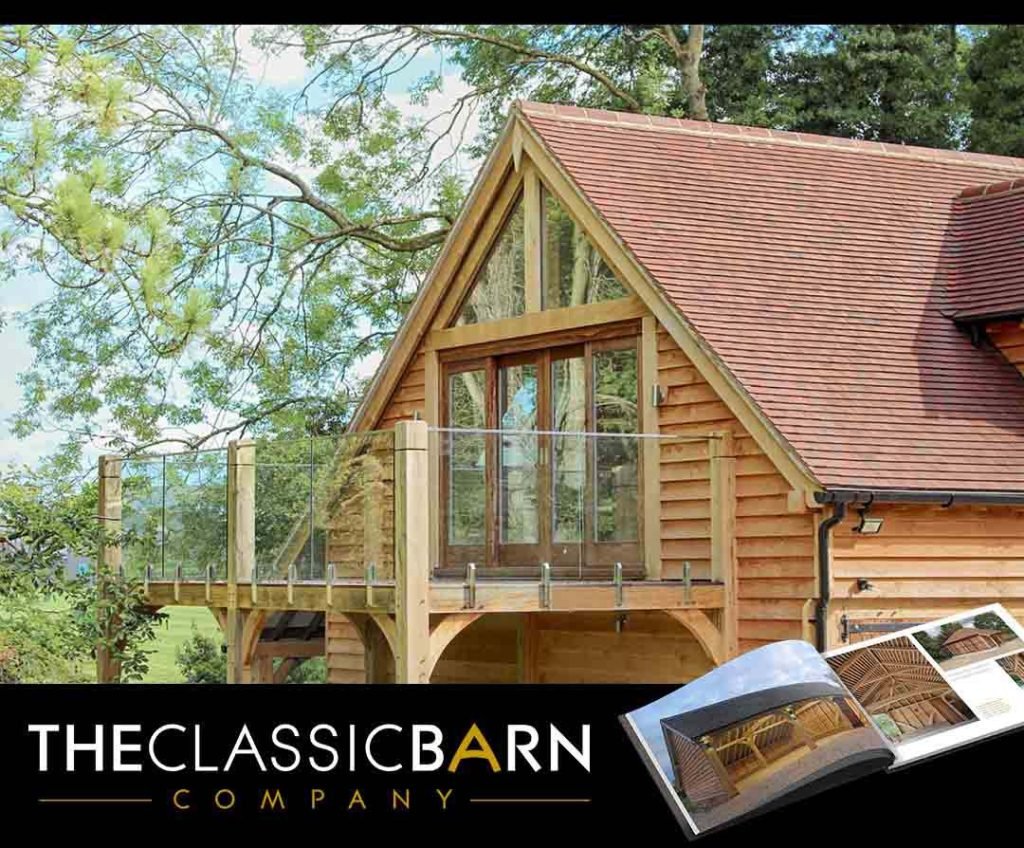 Oak Framed Garage With A Room Above Leading Out To An Oak Balcony